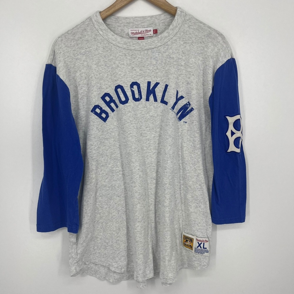 Mitchell & Ness Brooklyn Dodgers Cooperstown Raglan Shirt Grey Blue XL